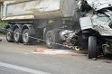 LKW umgestuerzt A 1 Rich Saarbruecken P219